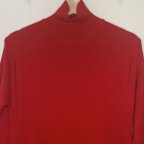 Emanuel Ungaro | Vintage Red Knit Wool Cashmere Blend Turtleneck Sweater Large - Picture 3 of 13